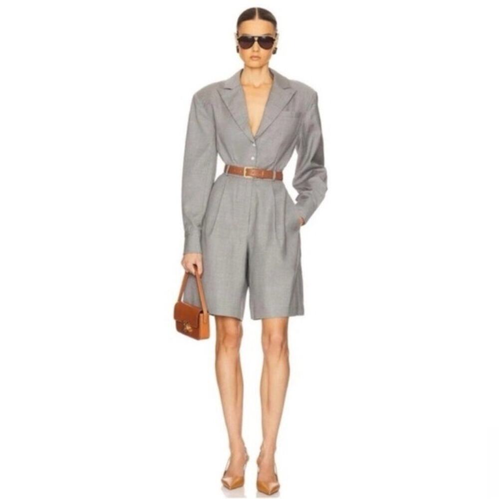 HELSA The Short Meeting 100% Wool Jumpsuit Romper Quiet Luxury Heather Gray M